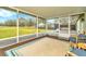 Screened-in porch with wicker chairs, an outdoor rug, and views of the backyard at 8600 W Knights Griffin Rd, Plant City, FL 33565
