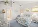 Cozy bedroom features a vaulted ceiling, ceiling fan, and ensuite bathroom at 6594 Fairway Gardens Dr # 6594, Bradenton, FL 34203
