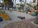 Colorful patio furniture and cornhole game at 15810 2Nd E St, Redington Beach, FL 33708
