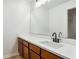 Bathroom with modern vanity, large mirror and dark faucet fixtures at 605 19Th Nw St, Ruskin, FL 33570