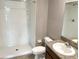 Clean bathroom with shower and granite vanity at 11105 Sage Canyon Dr, Riverview, FL 33578