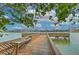 Wooden fishing dock extending over calm water with a small sink at 3753 Lake Bayshore Dr # H305, Bradenton, FL 34205