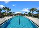 Large resort-style pool with lounge chairs and palm trees at 3778 Maxwell Park Dr, Sun City Center, FL 33573
