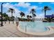 Community pool with water features, a slide, and palm trees at 5239 Admiral Pointe Dr, Apollo Beach, FL 33572