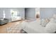 Serene bedroom with light blue walls, hardwood floors, and a comfy bed at 3011 W Asbury Pl, Tampa, FL 33611
