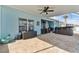 Large patio with hot tub and storage space at 6843 Boulder Run Loop, Wesley Chapel, FL 33545
