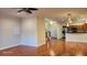 Spacious living room with hardwood floors and access to kitchen at 277 Valencia Cir, St Petersburg, FL 33716
