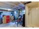 Basement with shower, storage, and workshop area at 17210 Orangewood Dr, Lutz, FL 33548