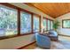 Relaxing living area with two armchairs and large windows overlooking the backyard at 17210 Orangewood Dr, Lutz, FL 33548