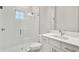 Clean bathroom with white subway tile and a walk-in shower at 6257 Hidden Branch Dr, Apollo Beach, FL 33572