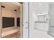 Modern sauna with glass door and wooden interior at 2442 W Mississippi Ave # 6, Tampa, FL 33629
