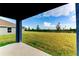 Covered patio overlooking a large backyard at 6931 162Nd E Pl, Parrish, FL 34219