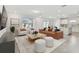 Bright living room features stylish furniture and an open floor plan at 1185 Kistna Dr, Zephyrhills, FL 33540