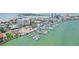 Aerial view of the community and marina at 851 Bayway Blvd # 104, Clearwater Beach, FL 33767