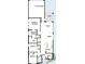 Floor plan showing a 3-bedroom, 2-bathroom home with an open kitchen and dining area at 7316 Donnybrook Ln, Sarasota, FL 34240