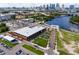 Aerial view of a waterfront area with restaurants and open space at 2506 N Highland Ave, Tampa, FL 33602