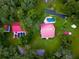 Aerial view showing house, pool, detached garage and cars at 4502 Hill Dr, Valrico, FL 33596