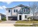 Charming two-story home with blue and white accents and a paved driveway at 10288 Surrey Rose Dr, San Antonio, FL 33576