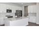 Modern kitchen with a center island, stainless steel appliances, and white cabinetry at 10288 Surrey Rose Dr, San Antonio, FL 33576