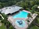 Community pool with clubhouse, plenty of lounge chairs, and a kiddie pool at 8550 Creedmoor Ln, New Port Richey, FL 34654