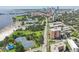 Aerial view showing building location, tennis courts, and bayfront park at 1120 N Shore Ne Dr # 903, St Petersburg, FL 33701