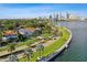 Aerial cityscape view showcasing waterfront homes, palm tree-lined streets, and the downtown skyline at 2527 W Maryland Ave # A, Tampa, FL 33629