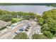 Aerial view of RV and boat storage at the community with quick lake access at 3157 Mission Grove Dr, Palm Harbor, FL 34684