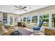 Bright sunroom with comfy seating and view of the neighborhood at 15 Hamilton Ln # 7, Palm Harbor, FL 34684