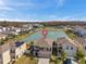 Aerial view showing home's location near a pond at 1580 Bering Rd, Wesley Chapel, FL 33543