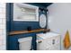 Charming bathroom with blue accent walls, farmhouse sink, and modern lighting at 6619 Livingston N Ave, St Petersburg, FL 33702