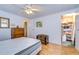 Bedroom with ample closet space and wood flooring at 7141 El Matador St, Zephyrhills, FL 33541