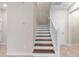 Elegant staircase with dark wood steps and white railing at 3147 Calvano Dr, Land O Lakes, FL 34639