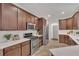 Modern kitchen with stainless steel appliances and dark wood cabinets at 10142 Kingsbridge Ave, Tampa, FL 33626