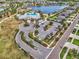 Aerial view of community pool, clubhouse, and parking at 11321 Alachua Creek Ln, Riverview, FL 33579