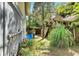 Small backyard with partial fencing and overgrown plants at 810 E New Orleans Ave, Tampa, FL 33603