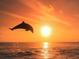 Dolphin leaping in ocean at sunset at 2831 Jarvis Cir, Palm Harbor, FL 34683