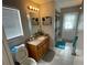 Bathroom with toilet, vanity, and shower at 809 Daphne Dr, Brandon, FL 33510