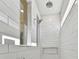 Clean shower with white subway tile and glass enclosure at 13810 Sunlight Meadow Dr, Riverview, FL 33578