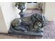 Bronze lion statue decorates the home's entrance at 5909 Menorca Ln, Apollo Beach, FL 33572