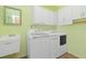 Laundry room with washer, dryer, cabinets, and utility sink at 4224 Fleewell Ct, Valrico, FL 33596