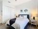 Guest bedroom with a queen bed, nightstands and white closet doors at 8731 Sanders Tree Loop, Wesley Chapel, FL 33545