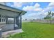 Screened patio with backyard access and grassy area at 8277 Bower Bass Cir, Wesley Chapel, FL 33545