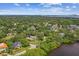 Aerial view of multiple houses on a lush, green waterfront property with stunning landscape and water views at 6231 Bayshore Blvd, Tampa, FL 33611