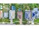 Aerial view of houses with pools and solar panels at 4114 W Zelar St, Tampa, FL 33629