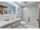 Clean bathroom with a shower/tub combo and vanity at 1300 Cedar Ct, Tarpon Springs, FL 34689