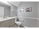 Well-lit half bath features a modern vanity, mirror, and neutral gray walls at 5325 Bradbury Ct, Tampa, FL 33624