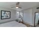 Comfortable bedroom featuring closet space, natural light, and modern decor at 9322 88Th Way, Seminole, FL 33777