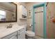 Clean bathroom with white vanity and blue trim at 809 41St N Ave, St Petersburg, FL 33703