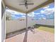 Covered patio with brick pavers and fenced backyard at 11633 Mandevilla View Way, Riverview, FL 33579