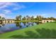 Beautiful lake with a stone bridge and lush landscaping at 618 Islebay Dr, Apollo Beach, FL 33572